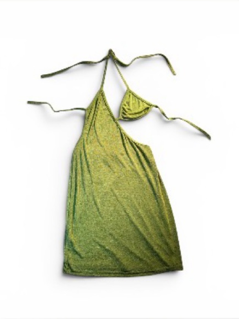 Zaful Olive Green Asymmetrical Neck and Back Lace dress